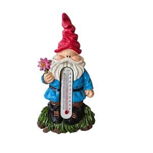 Vintage Garden Gnome Elf  Wall Thermometer 6 1/2"